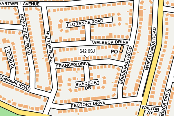S42 6SJ map - OS OpenMap – Local (Ordnance Survey)