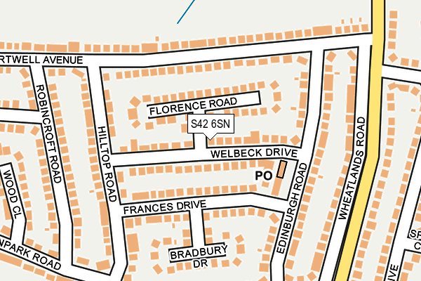 S42 6SN map - OS OpenMap – Local (Ordnance Survey)