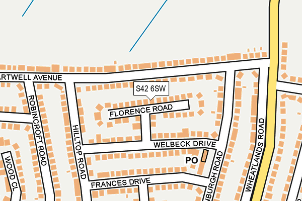 S42 6SW map - OS OpenMap – Local (Ordnance Survey)