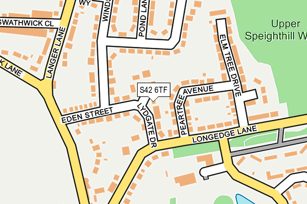 S42 6TF map - OS OpenMap – Local (Ordnance Survey)