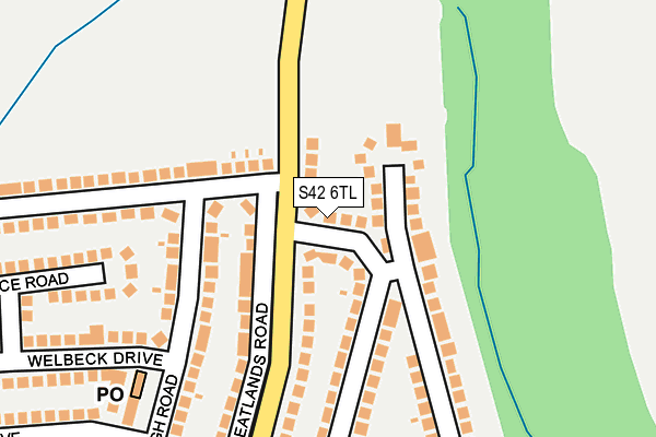 S42 6TL map - OS OpenMap – Local (Ordnance Survey)