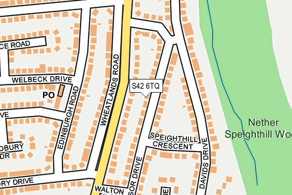 S42 6TQ map - OS OpenMap – Local (Ordnance Survey)