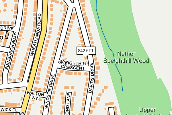 S42 6TT map - OS OpenMap – Local (Ordnance Survey)