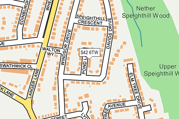 S42 6TW map - OS OpenMap – Local (Ordnance Survey)