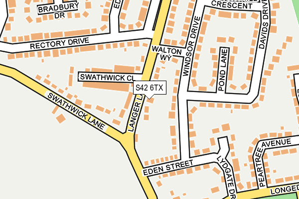 S42 6TX map - OS OpenMap – Local (Ordnance Survey)