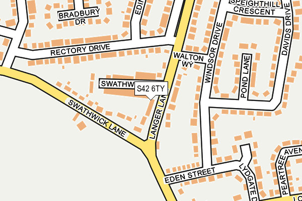 S42 6TY map - OS OpenMap – Local (Ordnance Survey)