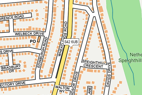 S42 6UB map - OS OpenMap – Local (Ordnance Survey)