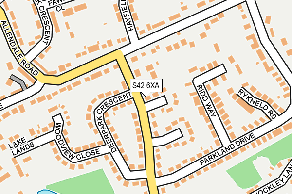 S42 6XA map - OS OpenMap – Local (Ordnance Survey)