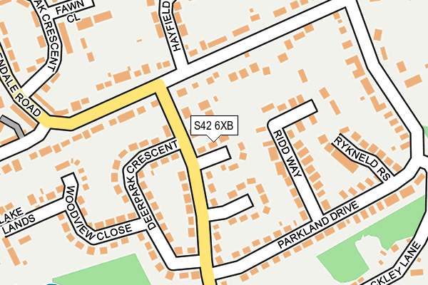 S42 6XB map - OS OpenMap – Local (Ordnance Survey)