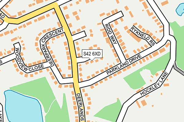 S42 6XD map - OS OpenMap – Local (Ordnance Survey)
