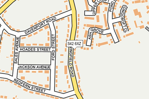 S42 6XZ map - OS OpenMap – Local (Ordnance Survey)
