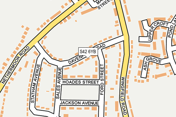 S42 6YB map - OS OpenMap – Local (Ordnance Survey)