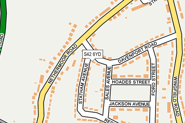 S42 6YD map - OS OpenMap – Local (Ordnance Survey)