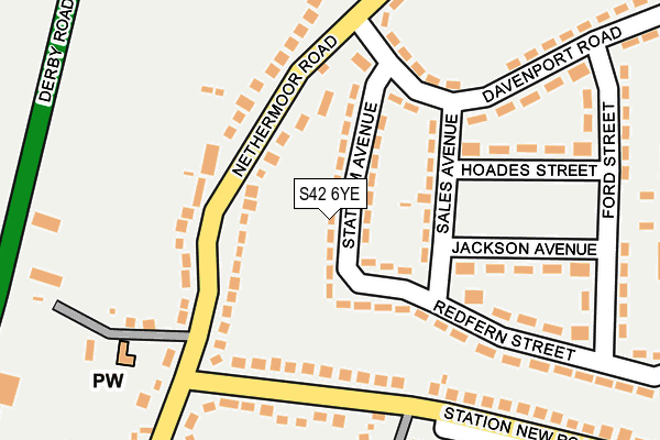 S42 6YE map - OS OpenMap – Local (Ordnance Survey)