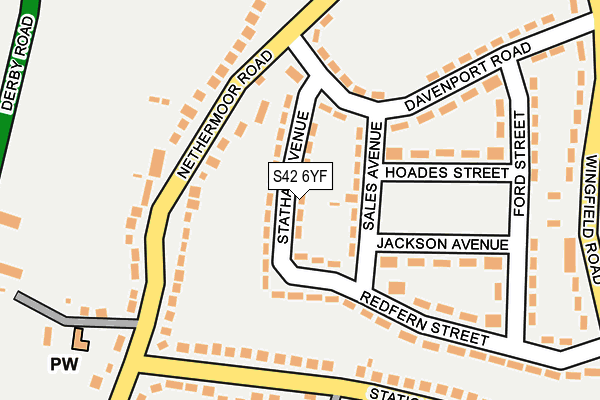 S42 6YF map - OS OpenMap – Local (Ordnance Survey)