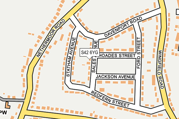 S42 6YG map - OS OpenMap – Local (Ordnance Survey)