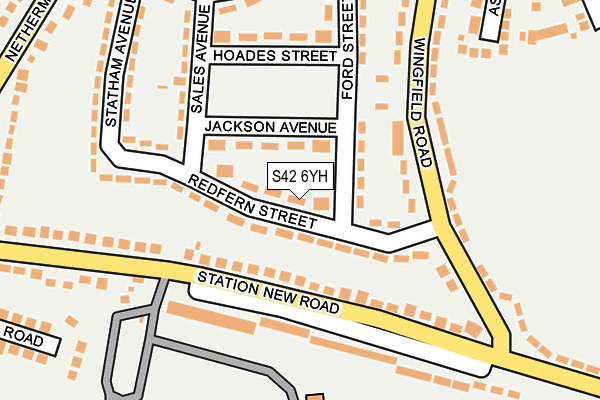 S42 6YH map - OS OpenMap – Local (Ordnance Survey)