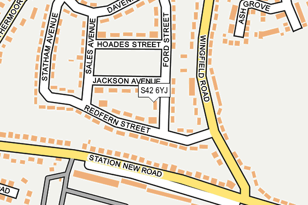 S42 6YJ map - OS OpenMap – Local (Ordnance Survey)