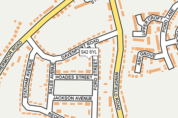 S42 6YL map - OS OpenMap – Local (Ordnance Survey)