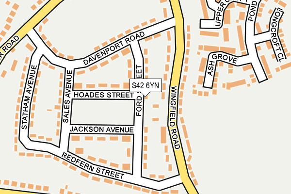 S42 6YN map - OS OpenMap – Local (Ordnance Survey)