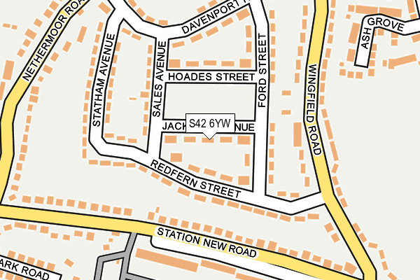 S42 6YW map - OS OpenMap – Local (Ordnance Survey)
