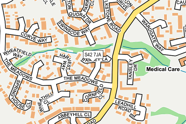S42 7JA map - OS OpenMap – Local (Ordnance Survey)