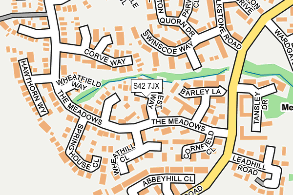 S42 7JX map - OS OpenMap – Local (Ordnance Survey)