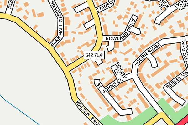 S42 7LX map - OS OpenMap – Local (Ordnance Survey)