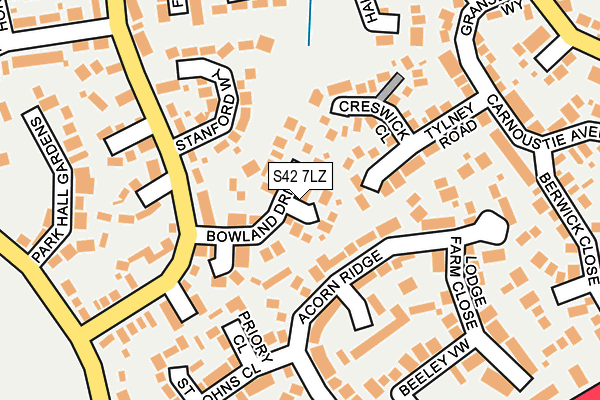 S42 7LZ map - OS OpenMap – Local (Ordnance Survey)
