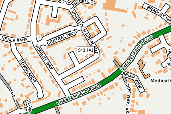 S43 1AJ map - OS OpenMap – Local (Ordnance Survey)