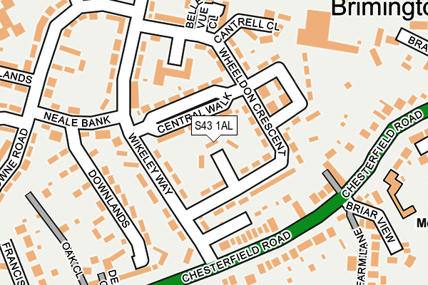 S43 1AL map - OS OpenMap – Local (Ordnance Survey)
