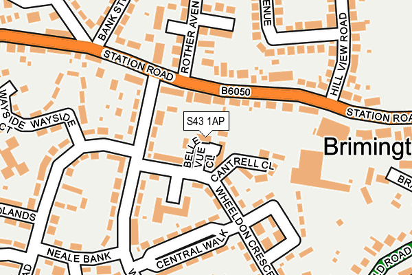 S43 1AP map - OS OpenMap – Local (Ordnance Survey)