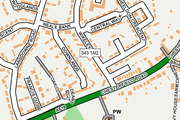 S43 1AQ map - OS OpenMap – Local (Ordnance Survey)