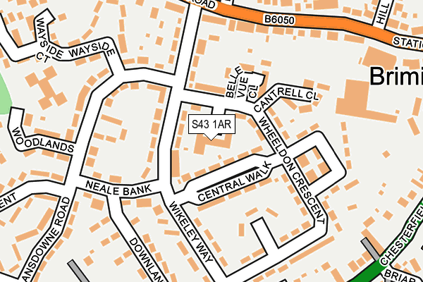S43 1AR map - OS OpenMap – Local (Ordnance Survey)