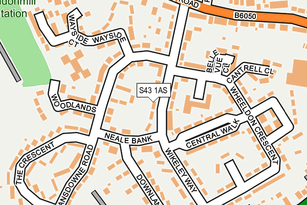 S43 1AS map - OS OpenMap – Local (Ordnance Survey)