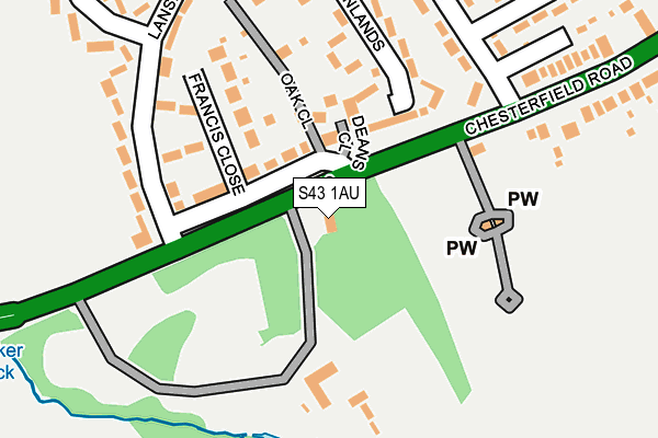 S43 1AU map - OS OpenMap – Local (Ordnance Survey)