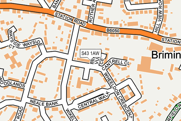 S43 1AW map - OS OpenMap – Local (Ordnance Survey)