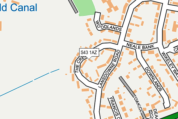 S43 1AZ map - OS OpenMap – Local (Ordnance Survey)