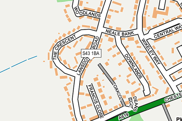 S43 1BA map - OS OpenMap – Local (Ordnance Survey)