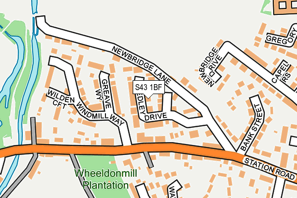 S43 1BF map - OS OpenMap – Local (Ordnance Survey)