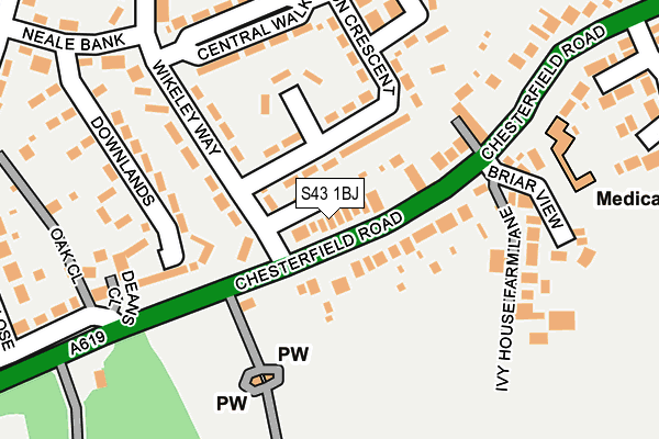 S43 1BJ map - OS OpenMap – Local (Ordnance Survey)