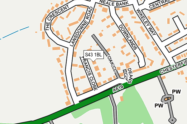 S43 1BL map - OS OpenMap – Local (Ordnance Survey)