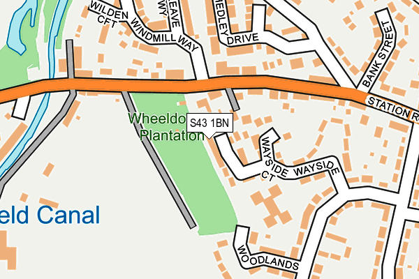 S43 1BN map - OS OpenMap – Local (Ordnance Survey)