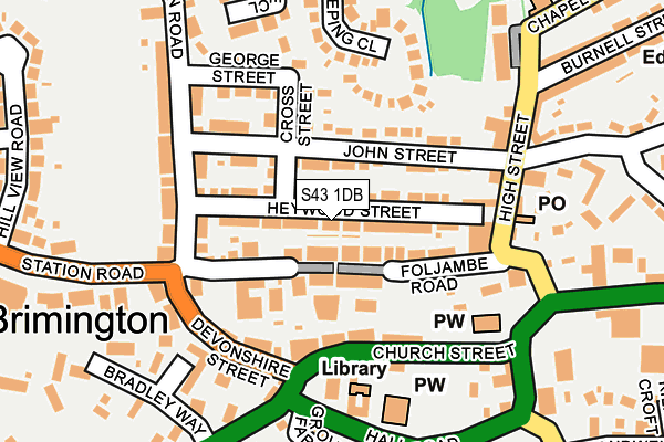 S43 1DB map - OS OpenMap – Local (Ordnance Survey)