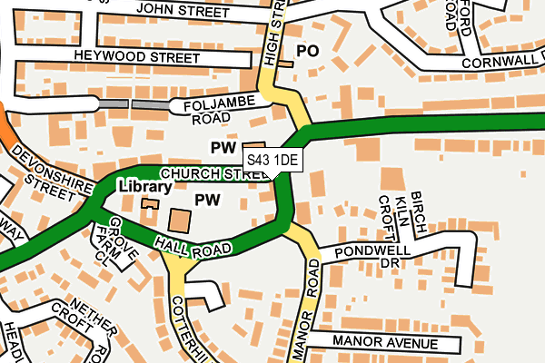 S43 1DE map - OS OpenMap – Local (Ordnance Survey)