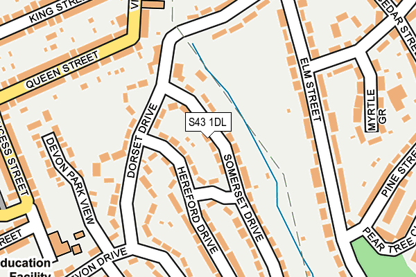 S43 1DL map - OS OpenMap – Local (Ordnance Survey)