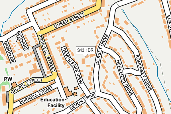 S43 1DR map - OS OpenMap – Local (Ordnance Survey)
