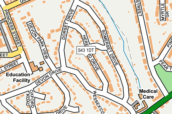 S43 1DT map - OS OpenMap – Local (Ordnance Survey)