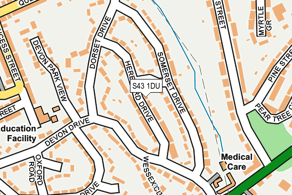 S43 1DU map - OS OpenMap – Local (Ordnance Survey)