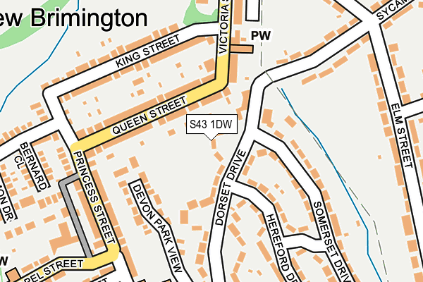 S43 1DW map - OS OpenMap – Local (Ordnance Survey)